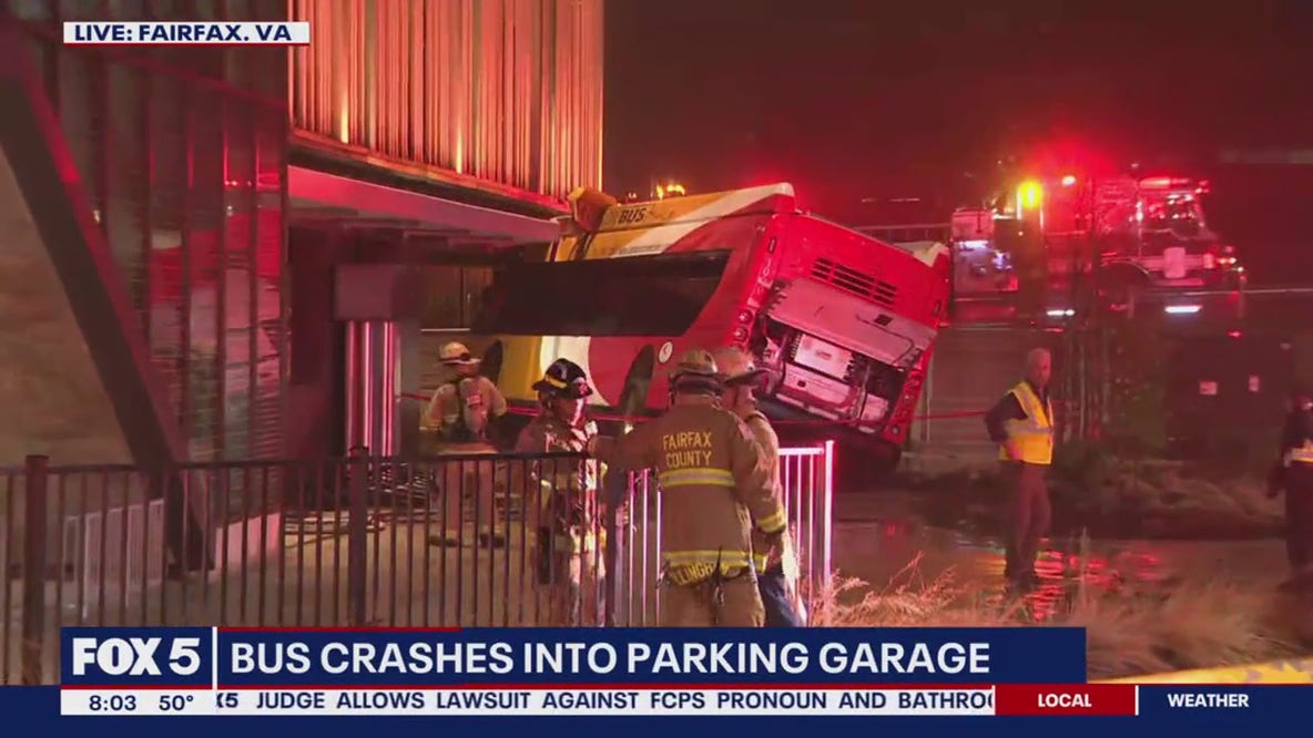 Bus slams into parking garage in Fairfax County